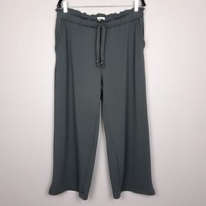 Pact Gray High Rise Paperbag Waist Wide Leg Sweatpants size Large